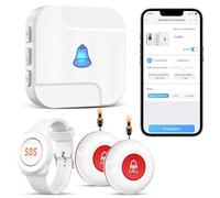 Appareil d'Alarme Chunhee pour Personnes Âgées - Système Adapté aux Handicaps et Difficultés de Mobilité. Bracelet d'Alarme pour Usage Domestique (1 Récepteur + 1 Montre + 2 Émetteur)