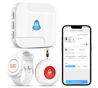 Appareil d'Alarme Chunhee pour Personnes Âgées - Système Adapté aux Handicaps et Difficultés de Mobilité. Bracelet d'Alarme pour Usage Domestique (1 Récepteur + 1 Montre + 1 Émetteur)
