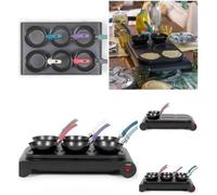 Appareil de 6 mini woks + Crêpes électriques et plaque de cuisson Tout en 1 pour crêpes pancakes Oeufs grill haute qualité