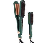Appareil de coiffure double usage, fer à lisser et à boucler 2 en 1, réglages de température réglables, vert