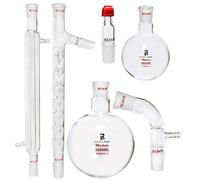 Appareil de distillation en verre Distillation d'huile essentielle avec double condenseur Flacons de 1000 ml et 500 ml Adaptateurs de distillation Kits de verrerie de chimie de laboratoire