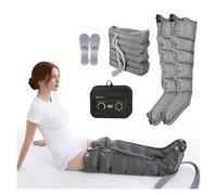Appareil de Massage à Compression d'Air pour Jambes et Corps, Chaussures de Pressothérapie 6 Chambres, Récupération Musculaire, Utilisation à Domicile (Gris)
