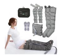 Appareil de Massage à Compression d'Air pour Jambes et Corps, Chaussures de Pressothérapie 6 Chambres, Récupération Musculaire, Utilisation à Domicile (Gris)