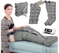 Appareil de massage des jambes par compression d'air à 6 cavités, drainage lymphatique, relaxation de la taille, des bras et des pieds, favorise la circulation sanguine, Gris 2, 2 jambes + 2 bras + t