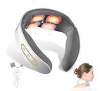 Appareil de massage du cou, 11 en 1, 6 modes, 9 niveaux d'intensité, appareil de massage électrique portable, masseur de cou avec chaleur, anti-douleur, cou pour bureau et maison (blanc)