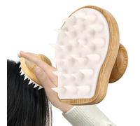 Appareil de massage du cuir chevelu pour la douche - Brosse à récurer en bois naturel - Aide au nettoyage du shampooing - Appareil pour détendre la tête - Outil de soin des cheveux circulaire