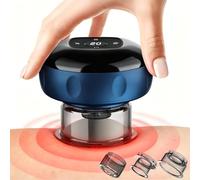 Appareil de Massage Ventouse Électrique 4-en-1 | 12 Niveaux d'Aspiration & Chaleur 38-50°C, Anti-Cellulite, Détox, Télécommande & Écran LCD, Rechargeable Type-C, Dos Épaules Jambes(bleu)