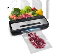 VEVOR Machine Sous Vide Alimentaire, 120 W, Machine à Emballer Mise Sous Vide Aliments 80 kPa, Appareil de Scellage à Air Automatique Multifonctionnelle Compacte 7 en 1 avec Coupeur Intégré, 10 Sacs