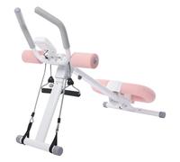 Appareil de musculation abdominale pliable avec écran LCD, 2 niveaux d'inclinaison, 5 niveaux de hauteur, bandes de résistance de 100 kg, pour entraînement abdominal, jambes, dos à la maison (rose)