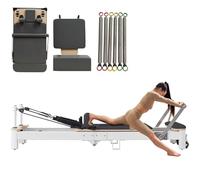 Appareil de Pilates Reformer Pliable avec boîte Reformer, Planche de Saut pour entraînements à Domicile et Exercices réglables (Gris 217 x 68 x 65 cm)