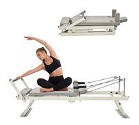 Appareil de Pilates Reformer Pliable, modèle récent, avec 11 Niveaux de résistance et poulies, capacité de Charge jusqu'à 136 kg, idéal pour Une Utilisation à Domicile ou en Salle de Sport