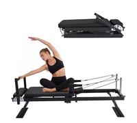 Appareil de Pilates Reformer Pliable, modèle récent, avec 11 Niveaux de résistance et poulies, capacité de Charge jusqu'à 136 kg, idéal pour Une Utilisation à Domicile ou en Salle de Sport