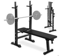 Appareil de sport - TECTAKE - Banc de musculation pliable avec support pour haltères, en cuir synthétique, 118 x 55 x 106 cm - Noir