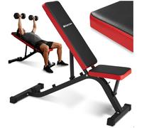 BANC DE MUSCULATION - TECTAKE - Banc de Musculation pour Abdominaux Réglable en hauteur 116 cm x 51 cm x 122 cm - Noir/Rouge