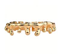 Appareil Dentaire Forme Goutte D'eau 8 Dents, Plaqué Or et Argent 18K Bijou Dentaire Style Hip-Hop, Cadeau Bijou Mode Unisexe(Gold)
