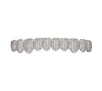 Appareil Dentaire Plaqué Or 18 Carats Et Argent Glacé, Grillz De Dents Hip-hop Avec Zircon Brillant, Accessoires De Mode Pour Hommes Et Femmes Rappeurs(Silver,Upper teeth)
