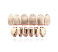 Appareil Dentaire Plaqué Or 18 Carats, Texture Treillis Concave et Convexe, pour Hommes Femmes, Ensemble Grillz Hip-hop(Silver)