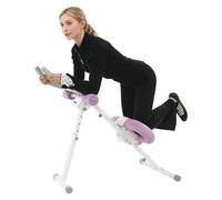 Appareil d'entraînement abdominal pliable et réglable avec écran LCD, bandes d'entraînement et roulettes, pour abdominaux, jambes, bras, appareil de fitness jusqu'à 100 kg de charge (blanc + violet)