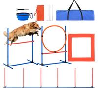 Appareil d'entraînement d'agility pour chiens - set de 4 pièces avec haies, anneau de saut et boîte de pause - accessoires d'agility pour chiens - entraînement de fitness pour chiens