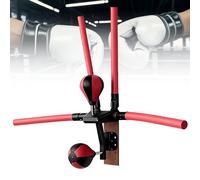 Appareil d'entraînement de boxe intelligent, barre de boxe murale avec 2 sacs de vitesse et 4 balles de réaction, 2 modes d'entraînement, hauteur et vitesse réglables pour soulager le stress à la