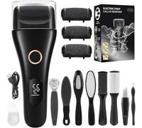 Appareil électrique pour callosités - Rechargeable - 3 vitesses réglables - Outil de pédicure pour pieds durs, craquelés, peaux mortes sèches