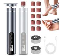 Appareil électrique pour éliminer les callosités,2 en 1 Appareil électrique pour éliminer les callosités des pieds et prendre soin des ongles avec écran LCD et 9 niveaux,Foot Glow Callus Remover, noir