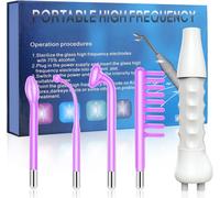 Appareil Haute Fréquence Esthetique, Haute Frequence Visage Avec 4 Bleu Tubes, High Fre Quency Wand Pour Les Soins De La Peau Utilisation En Salon De Coiffure