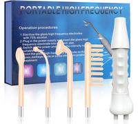 Appareil Haute Fréquence Esthetique, Haute Frequence Visage Avec 4 Bleu Tubes, High Fre Quency Wand Pour Les Soins De La Peau Utilisation En Salon De Coiffure
