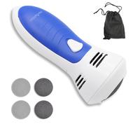 FISHTEC - Appareil Pédicure Avec Aspiration Intégrée - 2 Têtes De Ponçage Grain Fin Et Épais Long Manche USB Ou 4 Piles Ø6.5x15.3 cm 1650/1800 tpm Nettoyage Hygiénique Pieds Lisses Anti