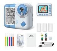 Appareil Photo 48 MP Instakid pour Enfant avec Impression et Filtres Avizar Blanc / Bleu