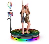 Appareil photo à 360° avec étui de vol, caméra à selfie rotative automatique, anneau lumineux RVB, logo personnalisé, application/télécommande