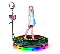Appareil photo à 360° avec étui de vol, caméra à selfie rotative automatique, anneau lumineux RVB, logo personnalisé, application/télécommande