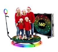 Appareil photo à 360° pour fêtes - Rotation automatique à 360° - Caméra vidéo avec lumière rotative à selfie pour Noël, mariage, anniversaire - 100 cm
