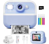 Appareil photo à impression instantanée pour enfants, appareil photo numérique double selfie frontal avec vidéos 1080P, cadeaux d'anniversaire pour enfants de 3 à 12 ans, appareil photo portable de