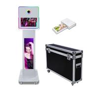 Appareil photo avec écran LCD divisé de 73,6 cm, lumière de remplissage RVB, écran tactile miroir de 15,6" pour fêtes, mariages, événements (machine + mini imprimante)