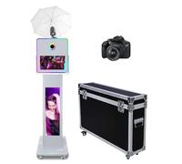 Appareil photo avec écran LCD divisé de 73,6 cm, parapluie doux et lumière de remplissage RVB, machine à écran tactile de 15,6" pour fêtes, mariages, événements (machine + appareil photo)