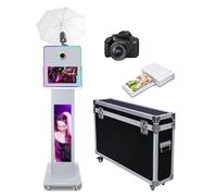 Appareil photo avec écran LCD divisé de 73,7 cm, parapluie doux et lumière de remplissage RVB, machine à écran tactile de 15,6" pour fêtes, mariages, événements (machine + appareil photo + mini