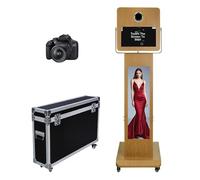 Appareil photo avec écran tactile miroir et écran LCD divisé - Station de selfie - Support de cabine photo pour événements (machine + appareil photo)