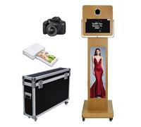 Appareil photo avec écran tactile miroir et écran LCD divisé - Station de selfie - Support pour événements (machine + appareil photo + mini imprimante)