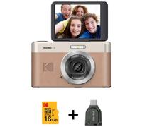 Appareil Photo Numérique Compact Kodak avec Écran Rotatif 180° Marron + Dongle