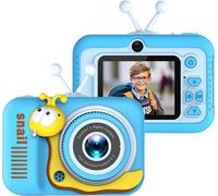 appareil photo de dessin animé 720P pour enfants - Appareil photo numérique 20MP avec double objectif, zoom 4x, écran 2,0", fonction selfie - Superbe cadeau pour les garçons et les filles