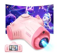 Appareil Photo Enfant, 48MP 1080P 3 en 1 Projecteur Appareil Photo Numérique Enfant avec Carte de 32 Go Trépied Caméra Cadeau de Noël Jouet pour 3 4 5 6 8 7 9 10 11 12 Ans Garçons et Filles, Rose