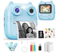 Appareil Photo Enfant, 48MP 2.4” IPS L'écran Mini Appareil Photo Numérique DIY Photos Vidéo, 1080P HD avec 32G TF Carte Longe, Cadeau Jouet Filles Garçons de 3 à 12 Ans