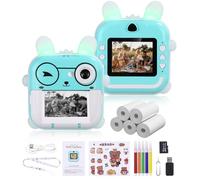Appareil Photo Enfant,Appareil Photo Instantané Enfant,2.4 Pouces IPS Écran Appareil Photo Numérique avec 32G Carte & Lecteur de Cartes,Cadeaux de Noël pour Les Enfants de 3 à 12 Ans (Bleu)
