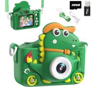 Appareil Photo Enfant Dinosaure, 2" 1080P Appareil Photo Numérique, HD Selfie Apareille Photo 32G, Eouet Enfant Et Cadeau Fille 3 4 5 6 7 8 9 10 11 12 Ans, Bien Jeux pour Enfants (Vert)