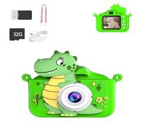 Appareil photo enfant - DINOSAURE - Vert - Écran IPS 2,0 pouces - Double caméra HD - 32 Go