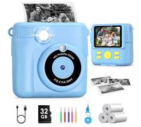 Appareil Photo Enfant Instantanée, GREENKINDER 2,4 Pouces Écran 1080P Appareil Photo Numérique Enfant avec 32GB Carte & Papier d'impression, Stylos Colorés, Cadeau pour Filles Garçons de 3-12 Ans