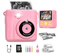 Appareil Photo Enfant Instantanée, GREENKINDER 2,4 Pouces Écran 1080P Appareil Photo Numérique Enfant avec 32GB Carte & Papier d'impression, Stylos Colorés, Cadeau pour Filles Garçons de 3-12 Ans