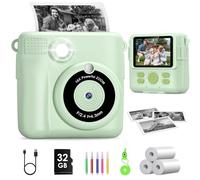 Appareil Photo Enfant Instantanée, GREENKINDER 2,4 Pouces Écran 1080P Appareil Photo Numérique Enfant avec 32GB Carte & Papier d'impression, Stylos Colorés, Cadeau pour Filles Garçons de 3-12 Ans