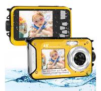 Appareil Photo Etanche 64MP avec Carte 64GB, Camera Etanche 4K avec Autofocus Et Double Écran Selfie, Appareil Photo Etanche Numérique 5 Mètres, Caméra Enfants Snorkeling (2 Batteries)